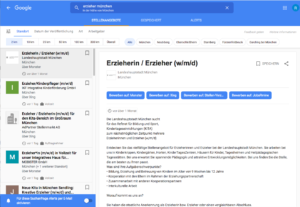 Googel for Jobs Stellenübersicht